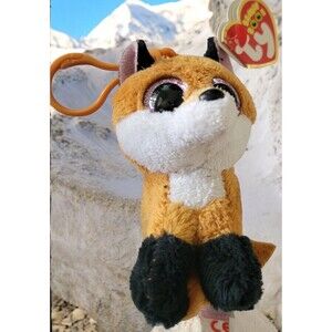 2015 TY Beanie Baby Plush Stuffed Animal Slick the Fox Glitter Eyes